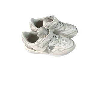 Polo Ralph Lauren Train 89 Metallic PS Sneakers – Toddler Size 10 – White/Silver